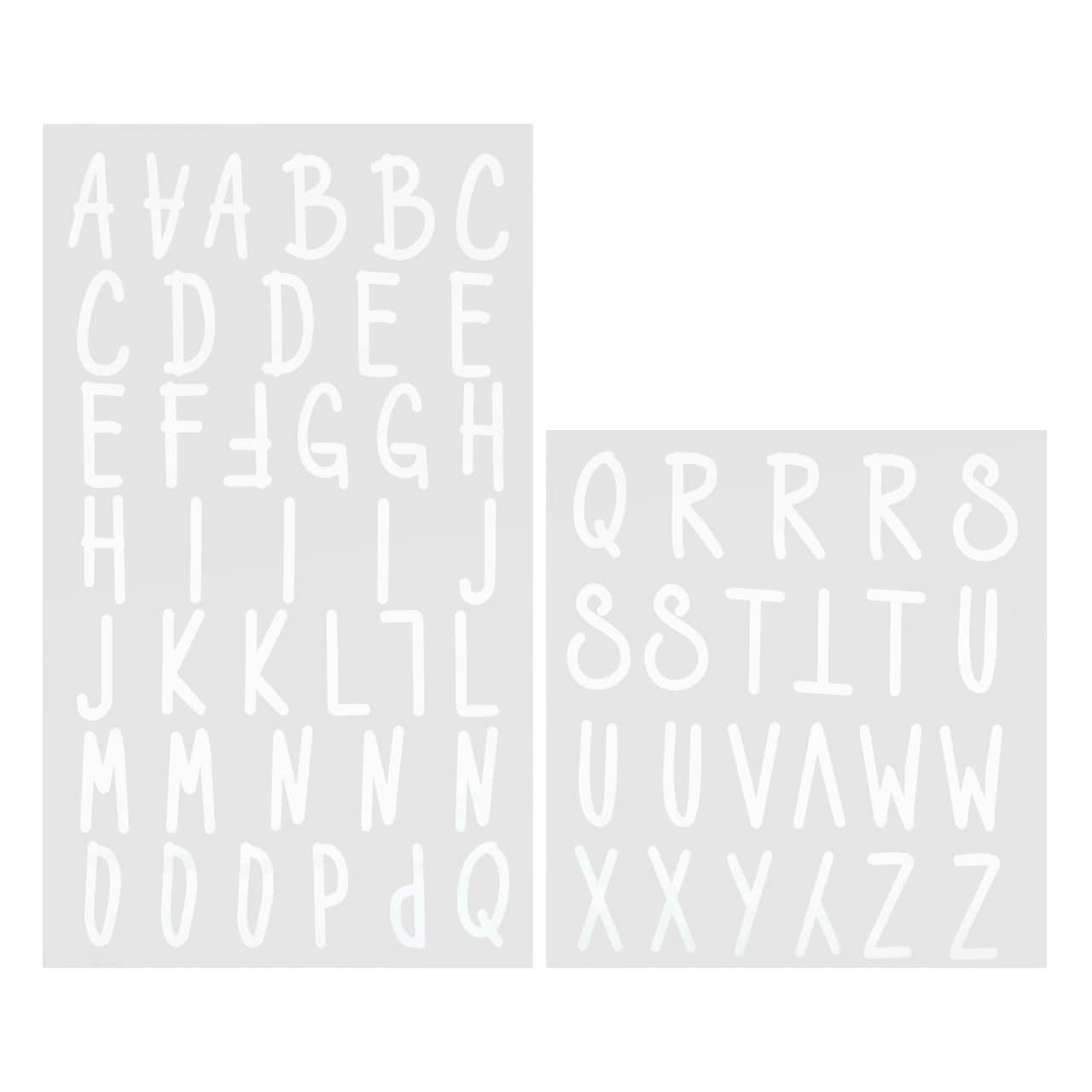 12 Packs: 62 ct. (744 total) Iron-On White Fun Font Alphabet by Make Market®